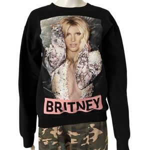 Britney Spears Black Graphic Long Sleeve Crew Neck Sweatshirt Size Small